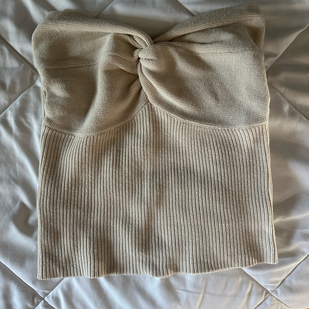 Cream Knitted Tube Top